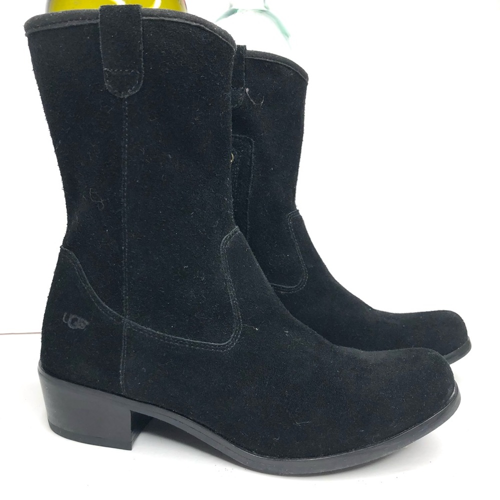 UGG Briar Girls Youth Size 4 Black Suede Mid Calf Boots 1009391K